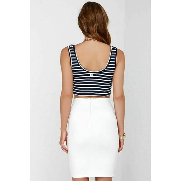 Billabong Juniors Navy Blue Knit Striped Name Game Crop Tank Top Size S M - Picture 11 of 11